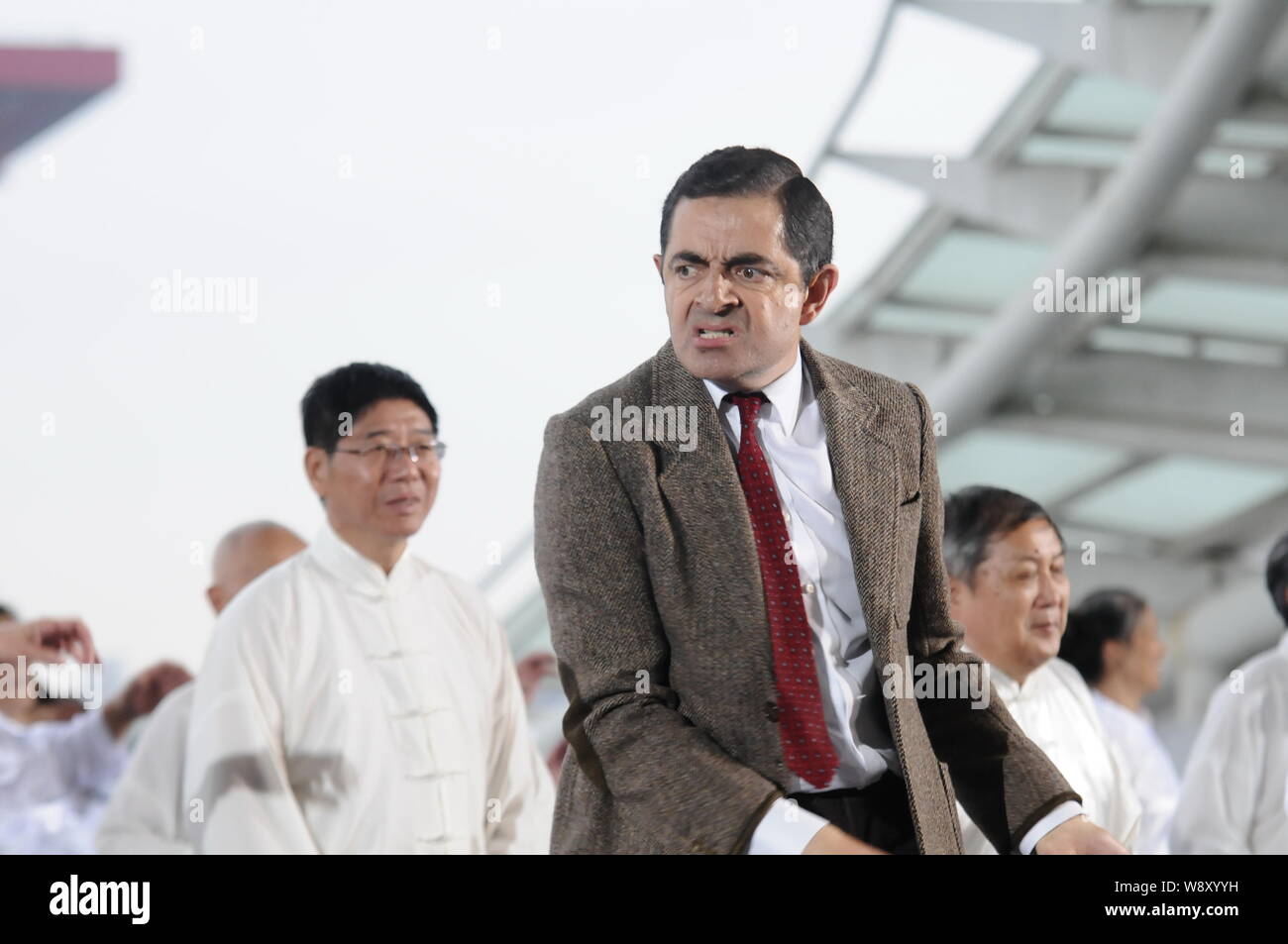 English Actor Rowan Atkinson Front Plays Mr Bean During A - 