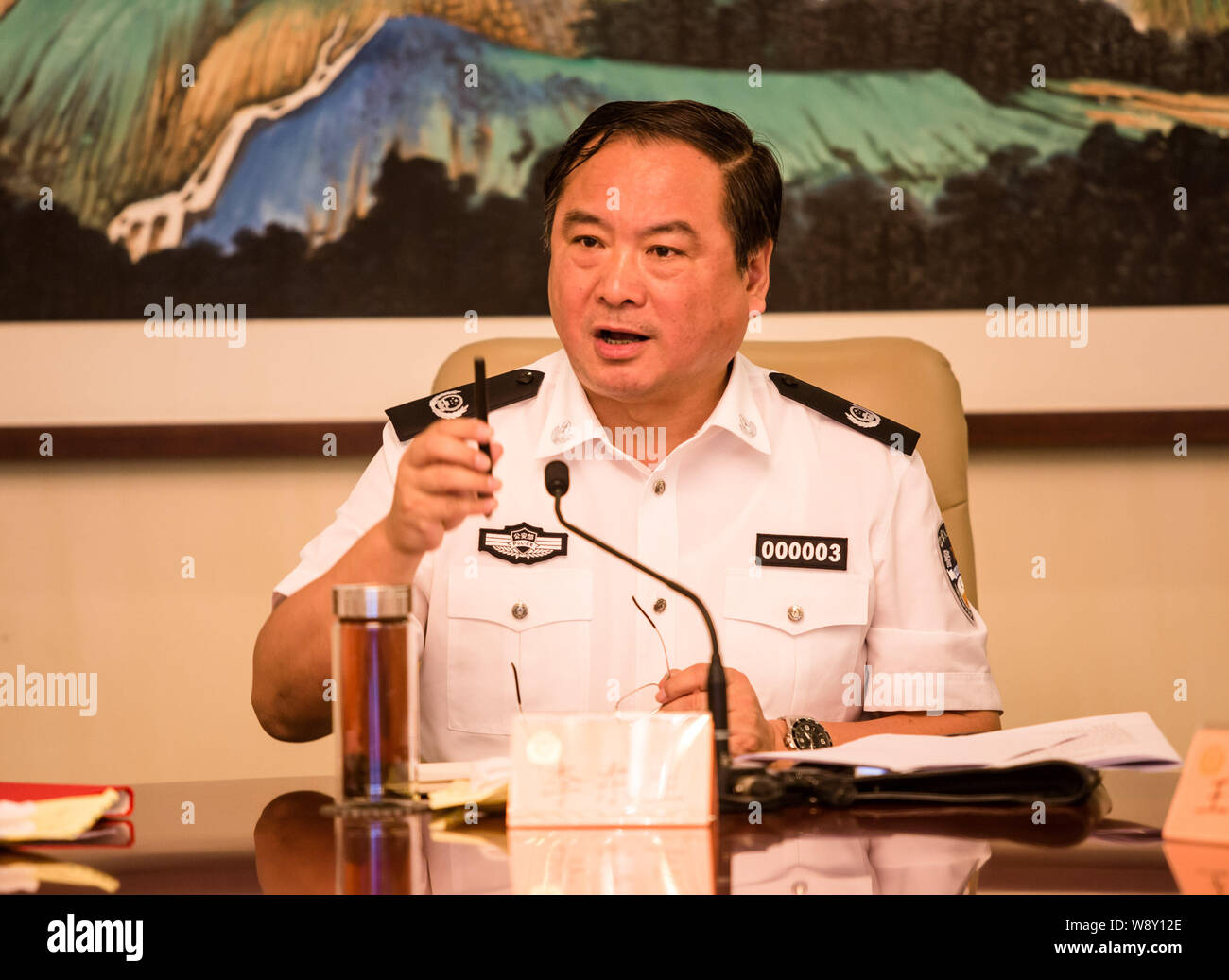 --FILE--Li Dongsheng, then Vice-Minister of Public Security of the Peoples Repulic of China, speaks at a meeting in Beijing, China, 19 June 2012.    T Stock Photo