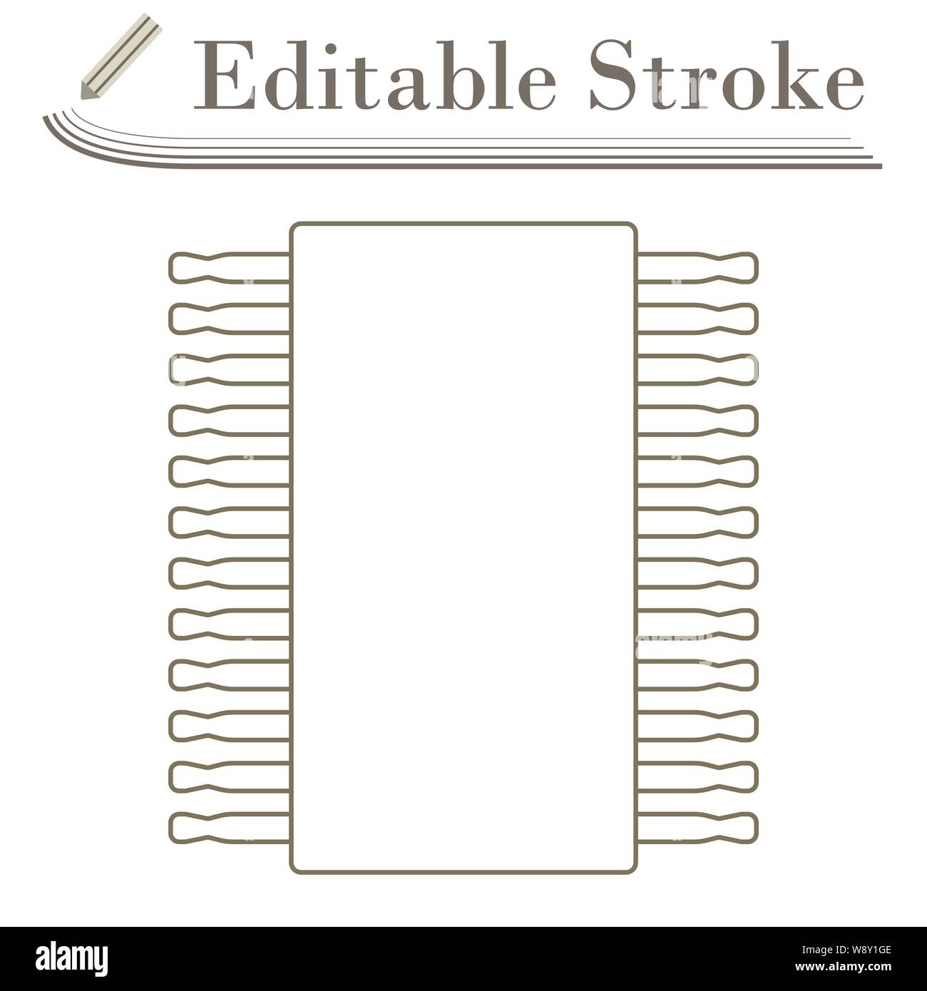Chip Icon. Editable Stroke Simple Design. Vector Illustration. Stock Vector
