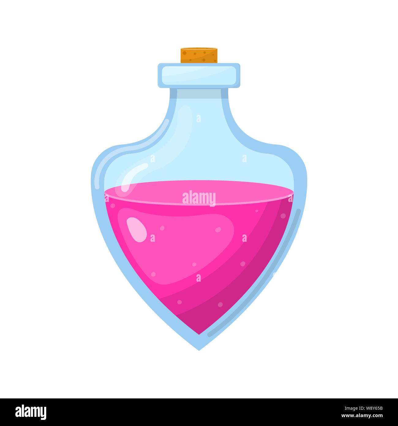 Magic potion in bottle with pink liquid isolated on white background.  Cartoon fairy elixir. Vector illustration for any design Stock Vector Image  & Art - Alamy