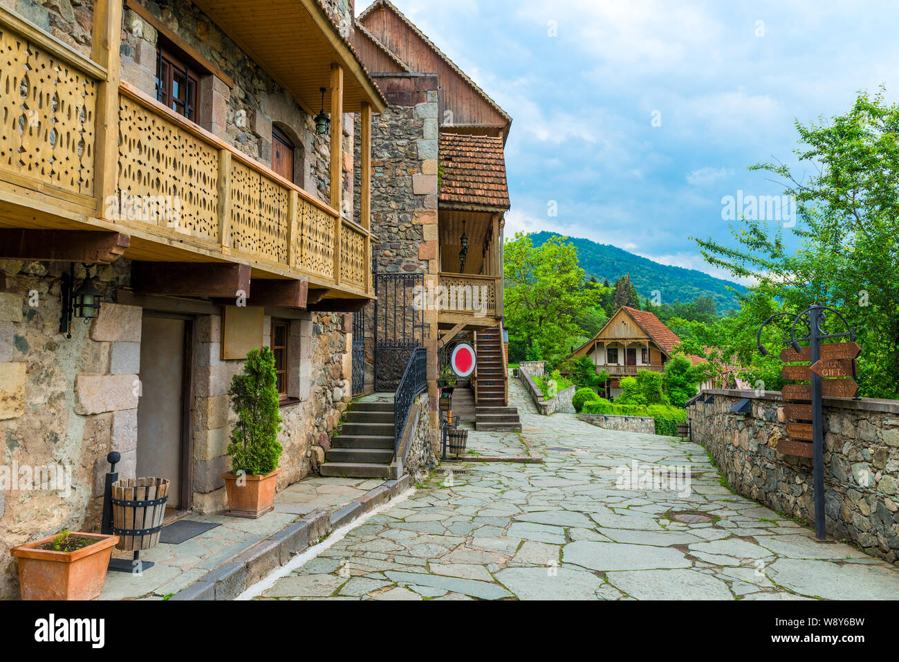Pedestrian tourist street in the city of Dilijan in Armenia Stock Photo
