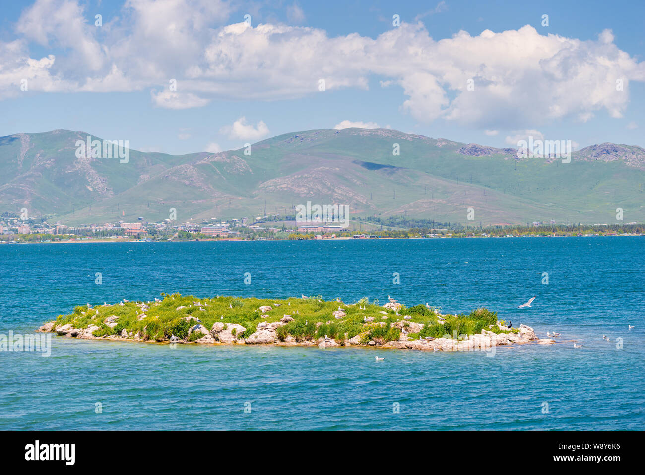 Famous Lake Sevan Armenia's landmark in June Stock Photo