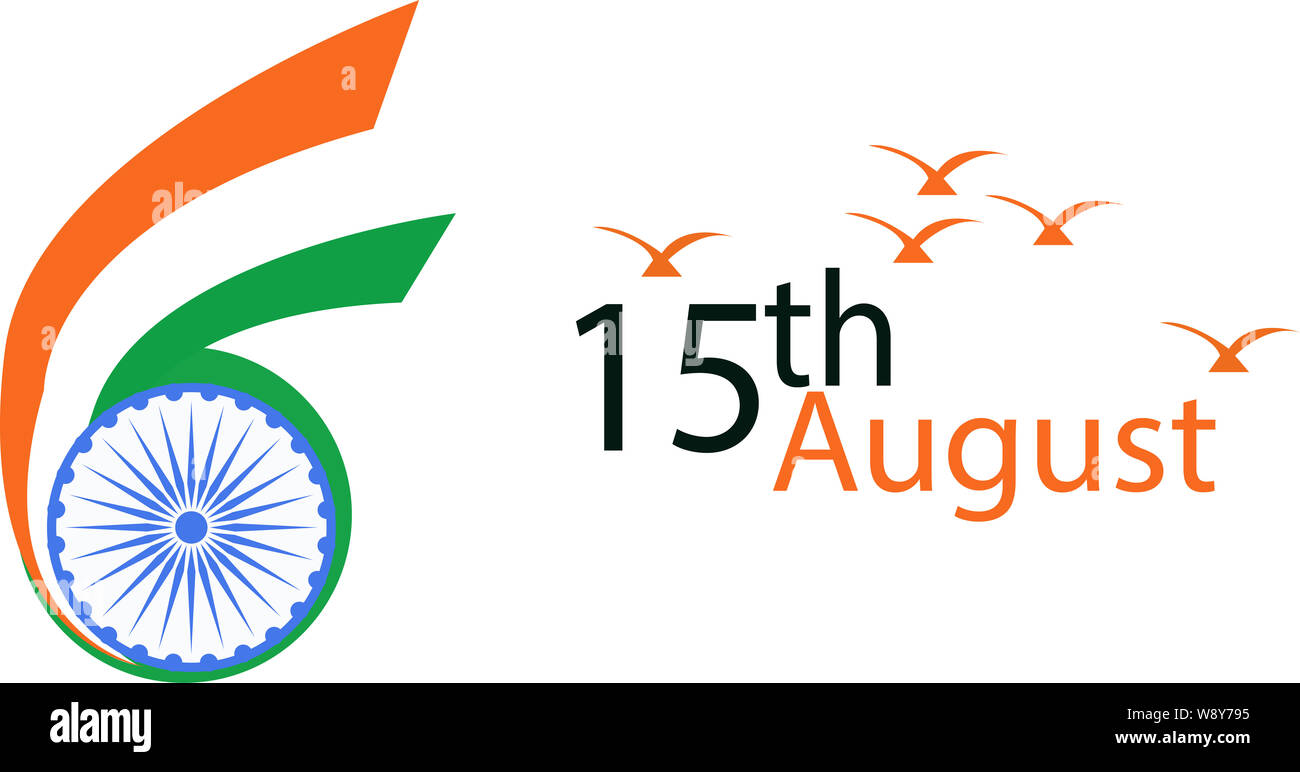 Happy Indian Independence Day celebration flag brush color greeting background Stock Photo
