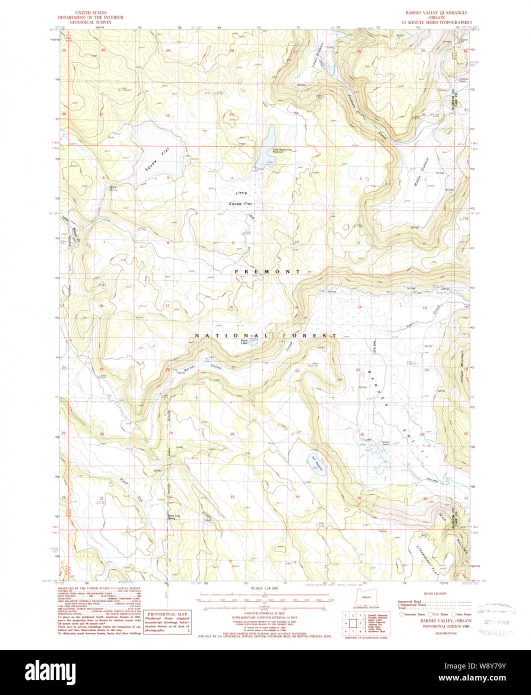 USGS Topo Map Oregon Barnes Valley 278942 1988 24000 Restoration Stock Photo