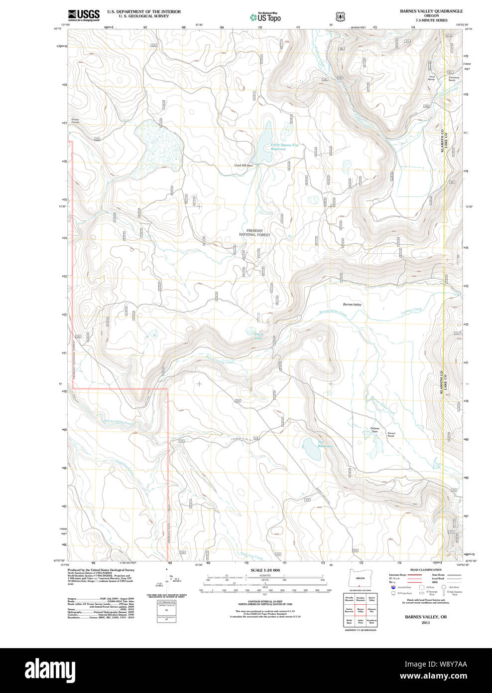 USGS Topo Map Oregon Barnes Valley 20110727 TM Restoration Stock Photo