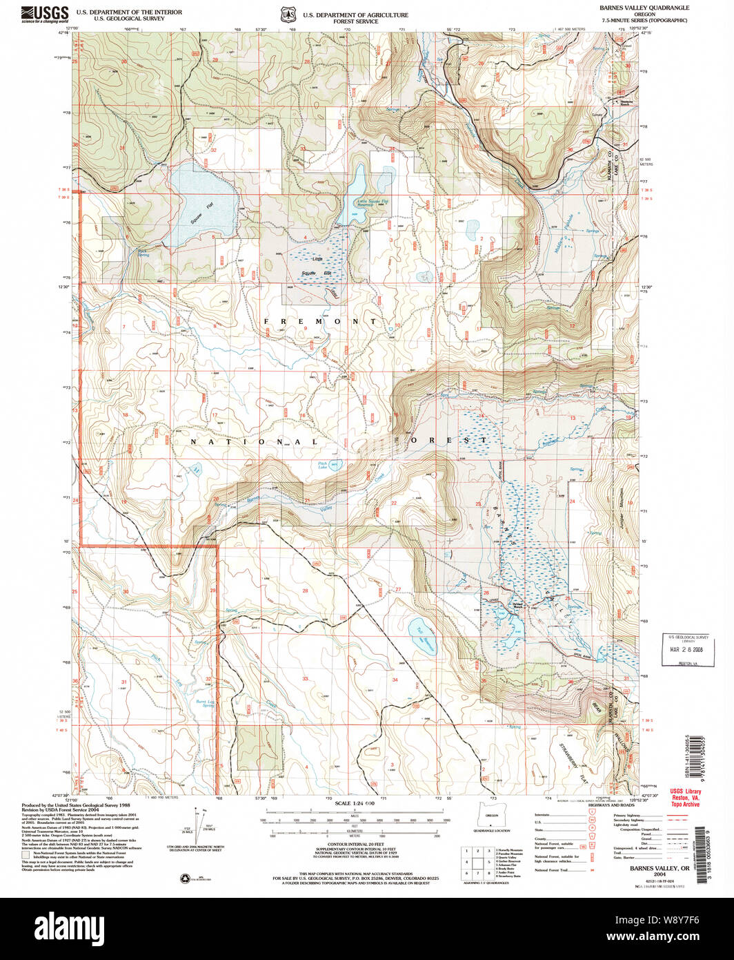 USGS Topo Map Oregon Barnes Valley 278943 2004 24000 Restoration Stock Photo
