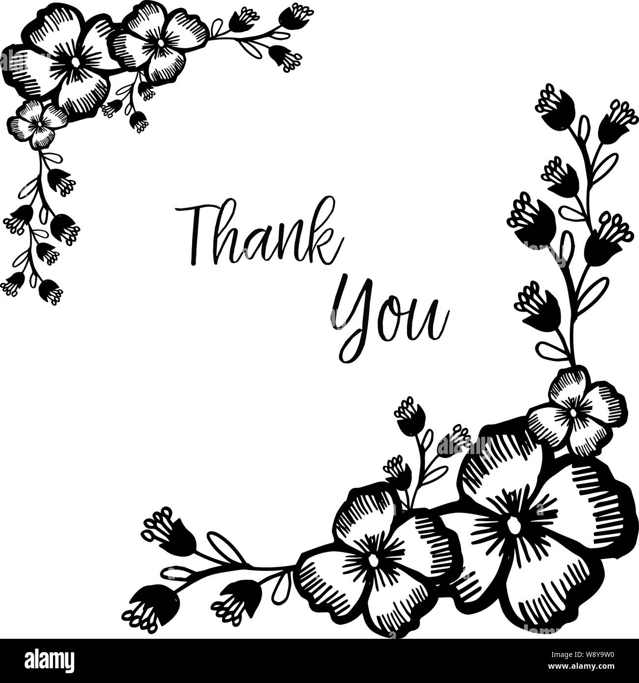Design Beautiful Flower Frame Color Black White Isolated On A