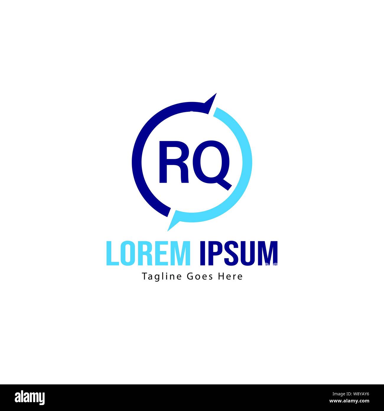Initial RQ logo template with modern frame. Minimalist RQ letter logo ...