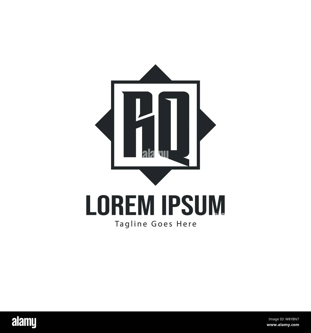 Initial RQ logo template with modern frame. Minimalist RQ letter logo ...