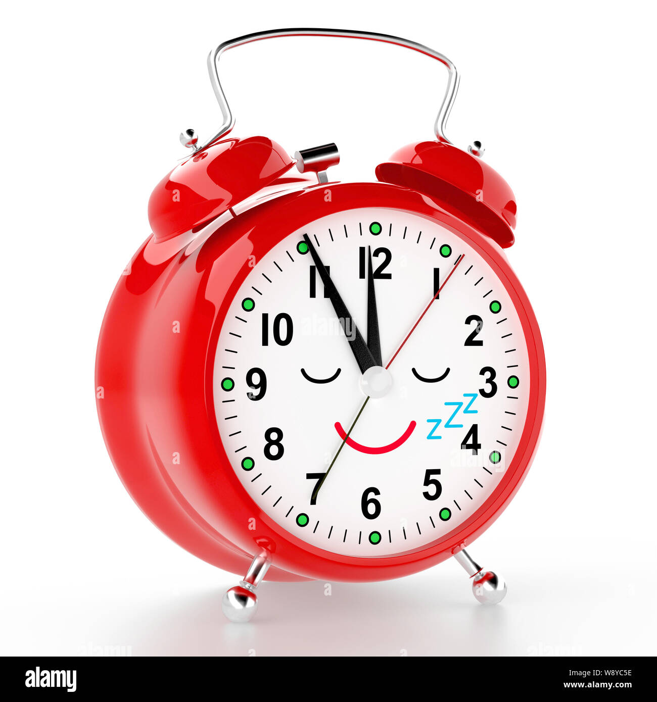 Funny alarm clock on white background. 3D rendering Stock Photo Alamy