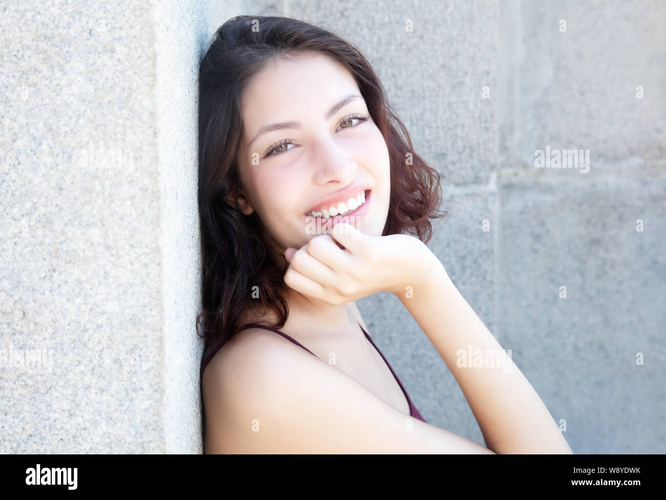 Cute caucasian girl relaxing outdoors in the summer Stock Photo - Alamy