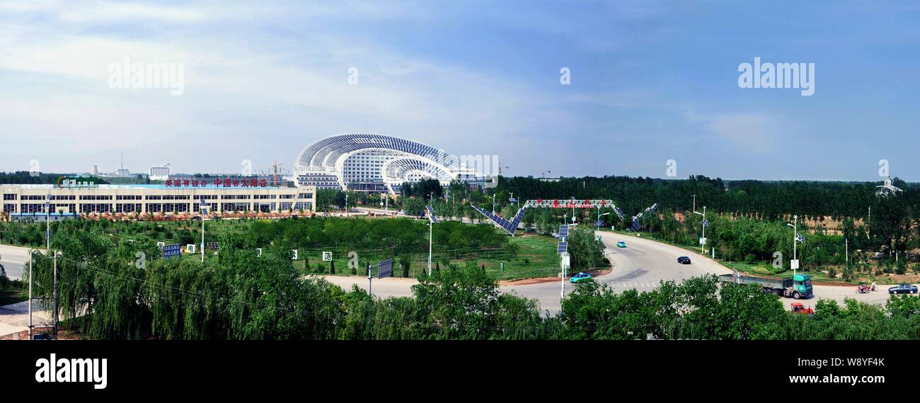 --FILE--Panoramic view of the China Solar Valley, developed by Himin Group, in Dezhou city, east Chinas Shandong province, 12 May 2009. Stock Photo