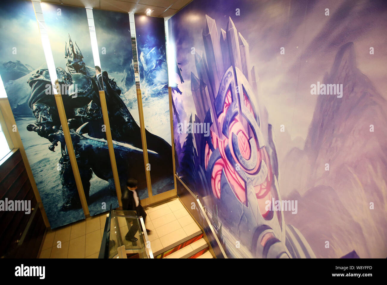 A customer walks downstairs at a WorldofWarcraftthemed fastfood restaurant of McDonald