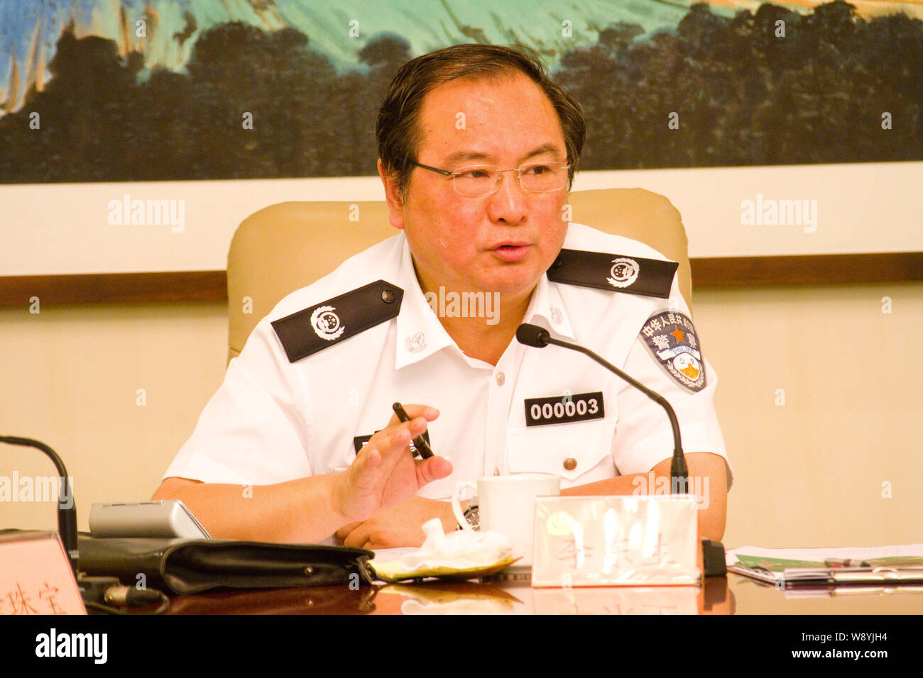 --FILE--Li Dongsheng, then Vice-Minister of Public Security of the Peoples Repulic of China, speaks at a meeting in Beijing, China, 19 June 2012.    T Stock Photo