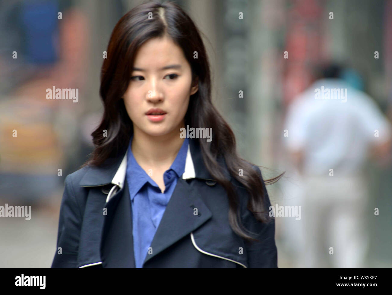 Chinese actress Liu Yifei takes part in a filming session for her new ...