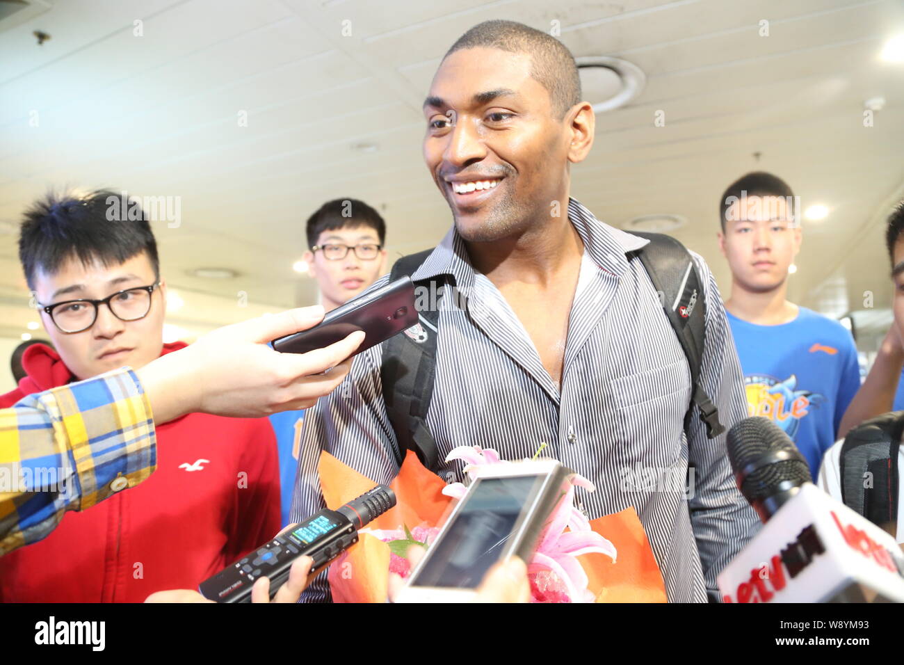 American basketball player Metta World Peace (Ron Artest), center, who