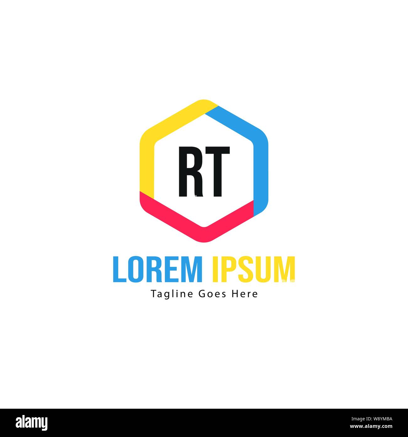 Initial RT logo template with modern frame. Minimalist RT letter logo vector illustration design Stock Vector