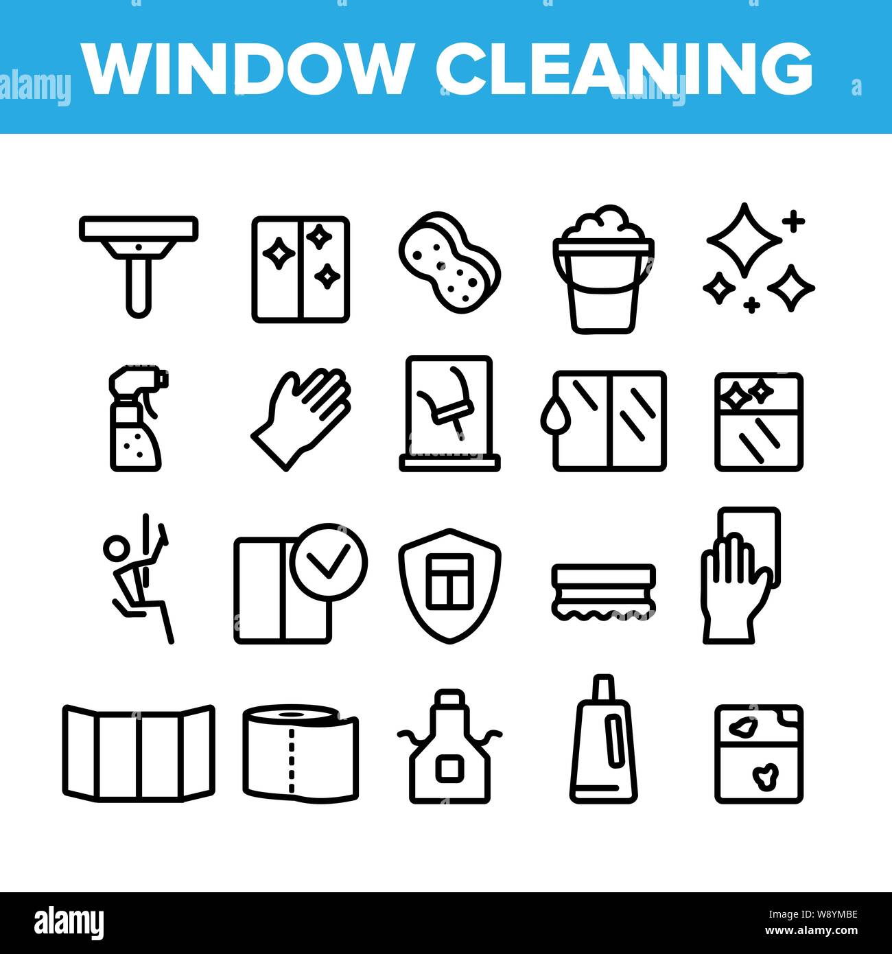 Collection Window Cleaning Sign Icons Set Vector Stock Vector Image ...