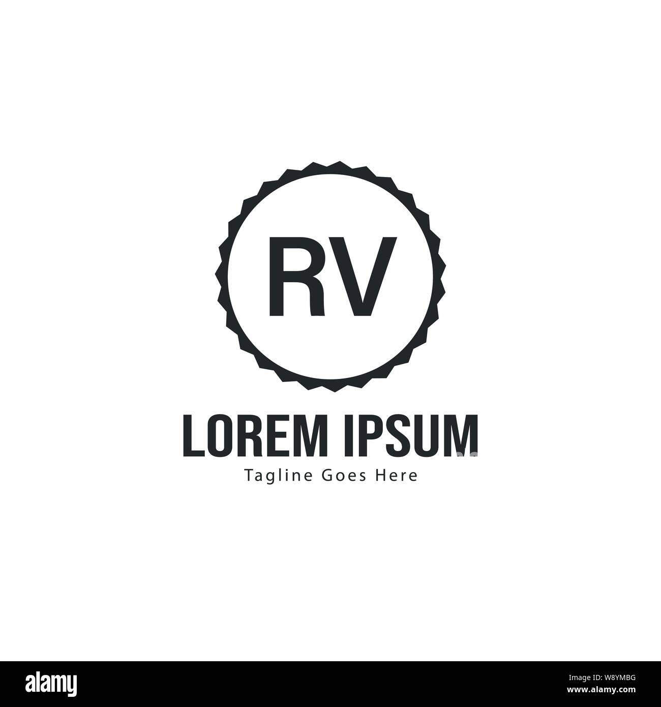 Initial RV logo template with modern frame. Minimalist RV letter logo ...
