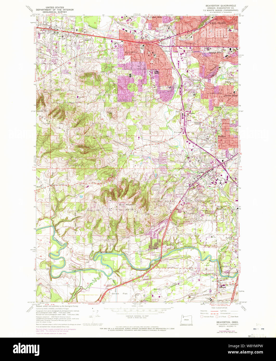 Usgs Topo Map Oregon Beaverton 278980 1961 24000 Restoration W8YMPW 