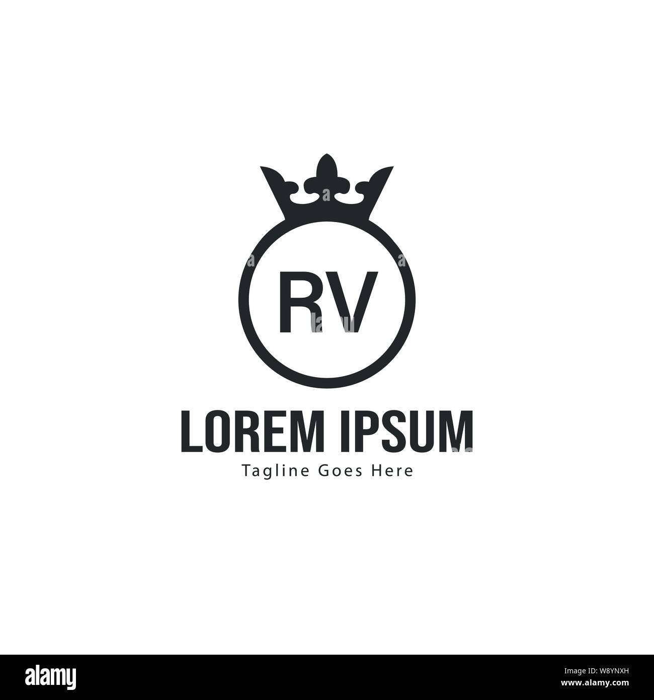 Initial RV logo template with modern frame. Minimalist RV letter logo ...
