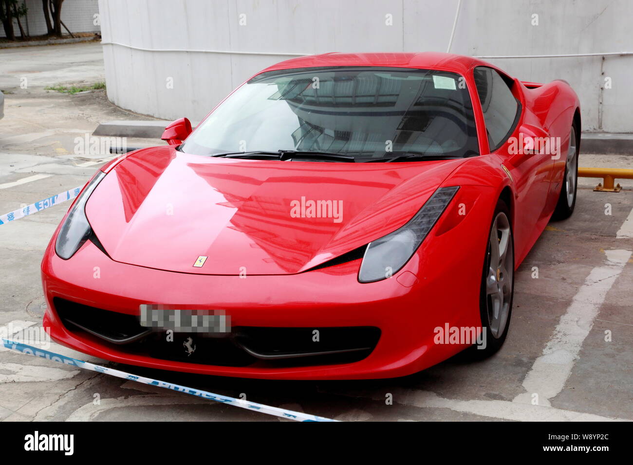 A Luxury Ferrari 458 Italia Sports Car From Hong Kong Which Is Detained Alongside Its Driver By Local Police For Speeding And Drag Racing On An Expres Stock Photo Alamy