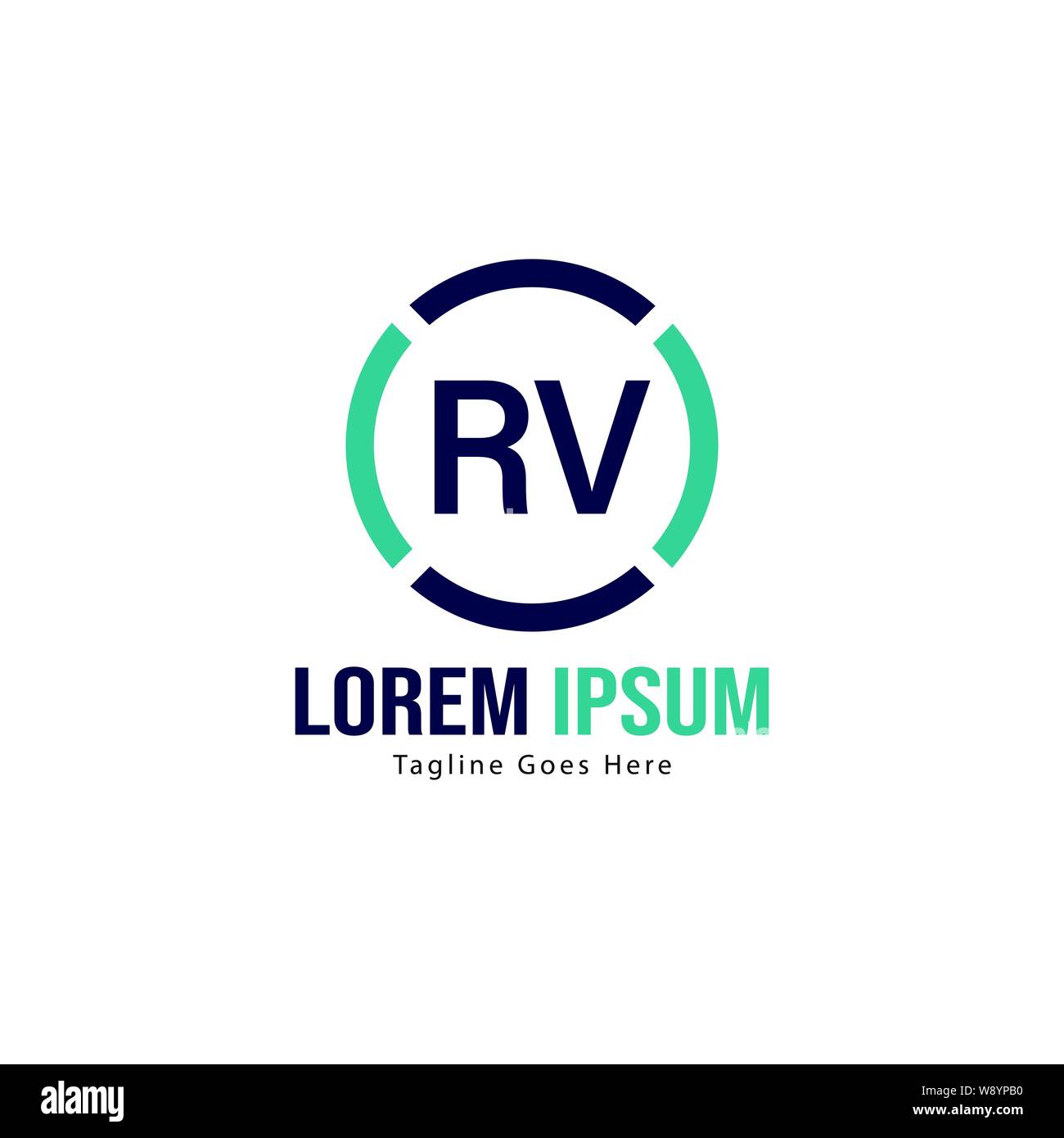 Initial RV logo template with modern frame. Minimalist RV letter logo vector illustration design Stock Vector