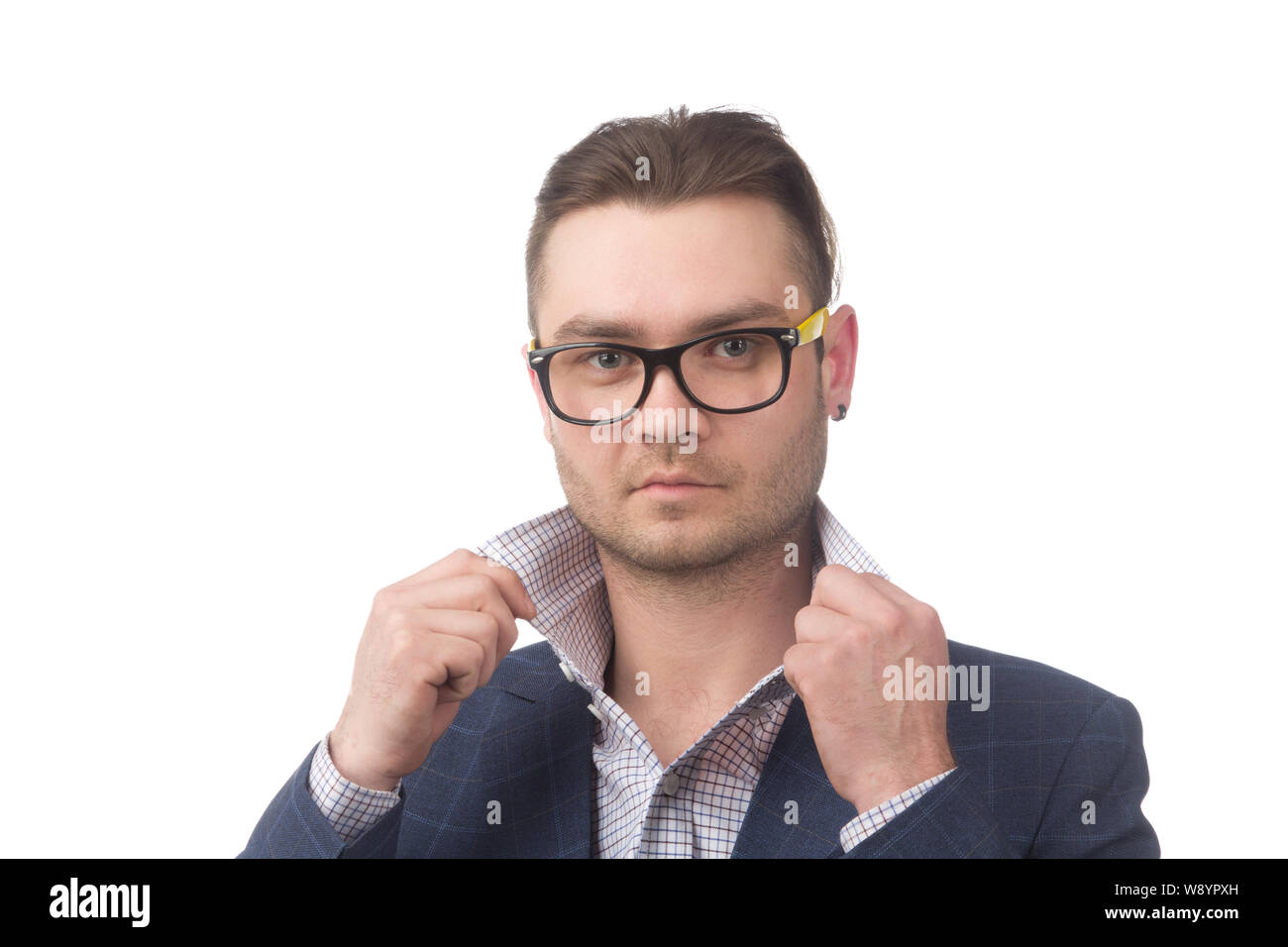 Portrait of a young successful businessman isolated on white Stock ...