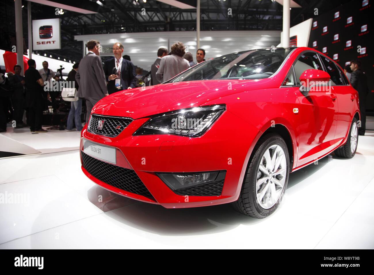 --FILE--A SEAT Ibiza ST of Volkswagen is seen on display during the 12th Beijing International Automotive Exhibition, known as Auto China 2012, in Bei Stock Photo