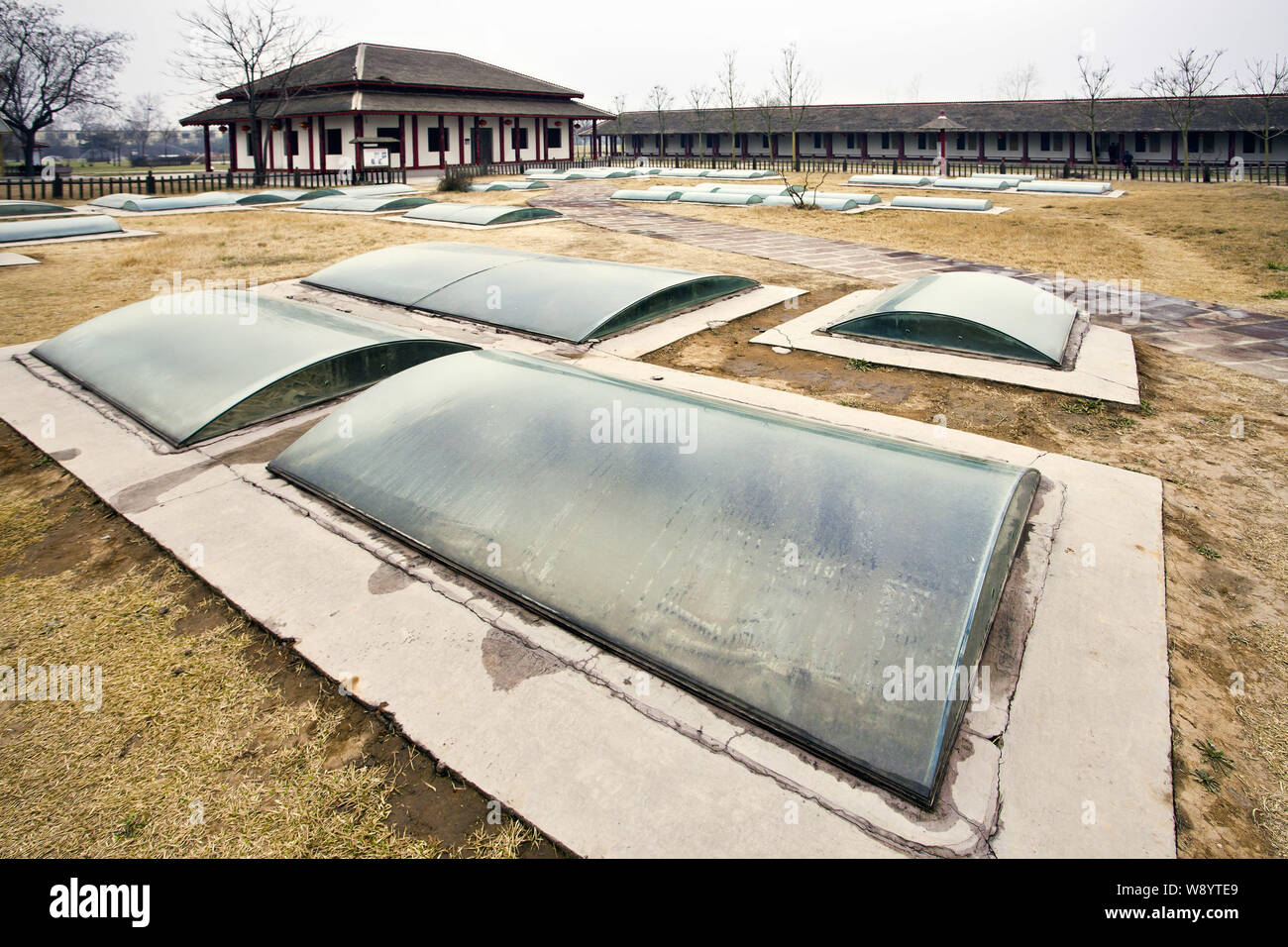 View of sacrificial pits at Anyang Yin Xu Museum in Anyang city, central Chinas Henan province, May 2010. Stock Photo