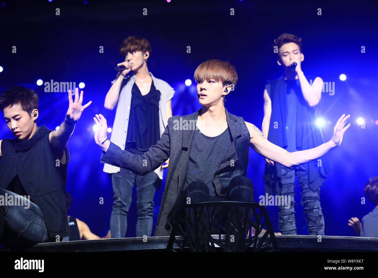 South Korean-Chinese K-pop boy group EXO performs at the concert of