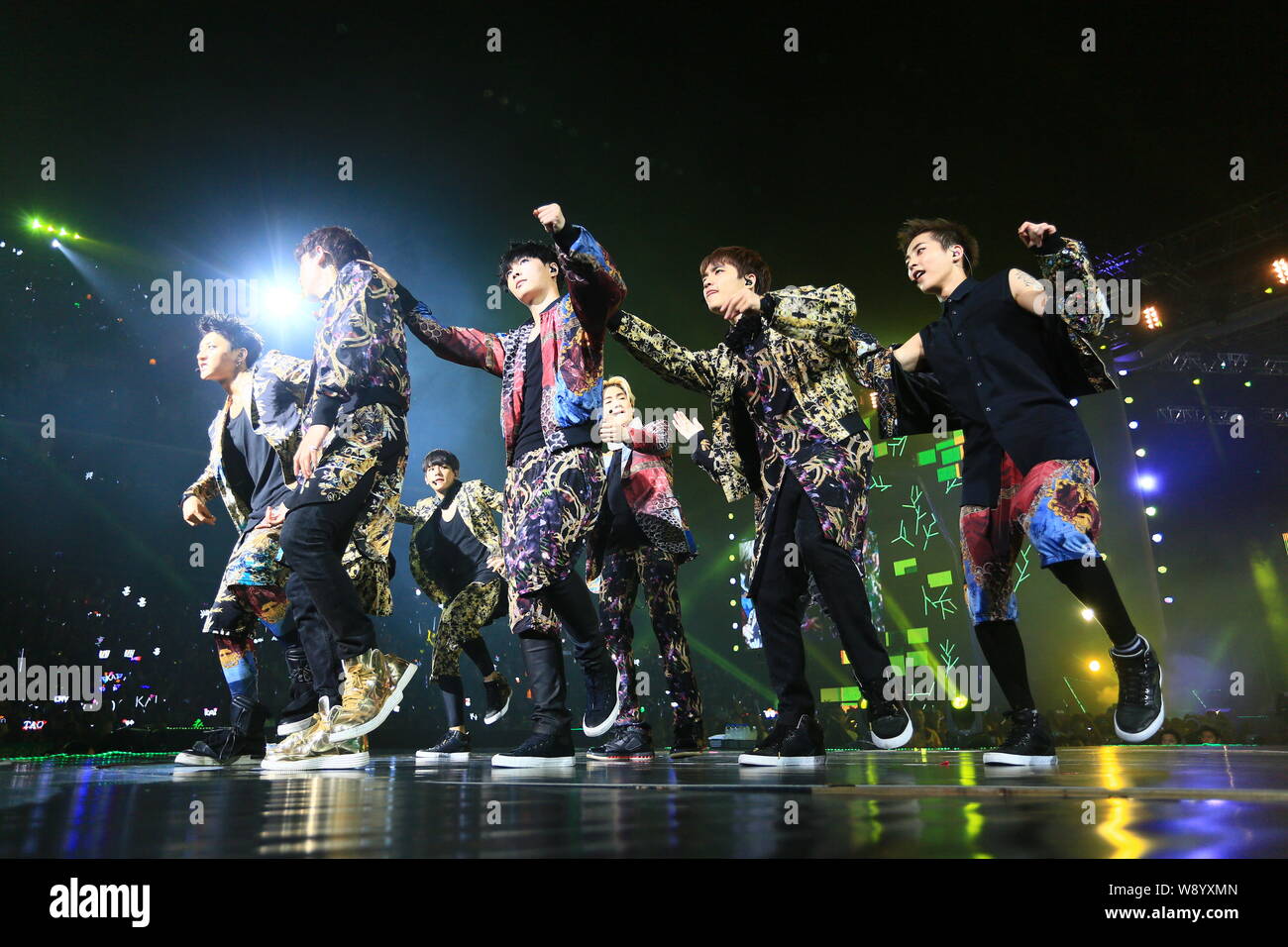 South Korean Chinese K Pop Boy Group Exo Performs At The Concert Of Their World Tour Exo From Exoplanet The Lost Planet In Shanghai China 18 July Stock Photo Alamy