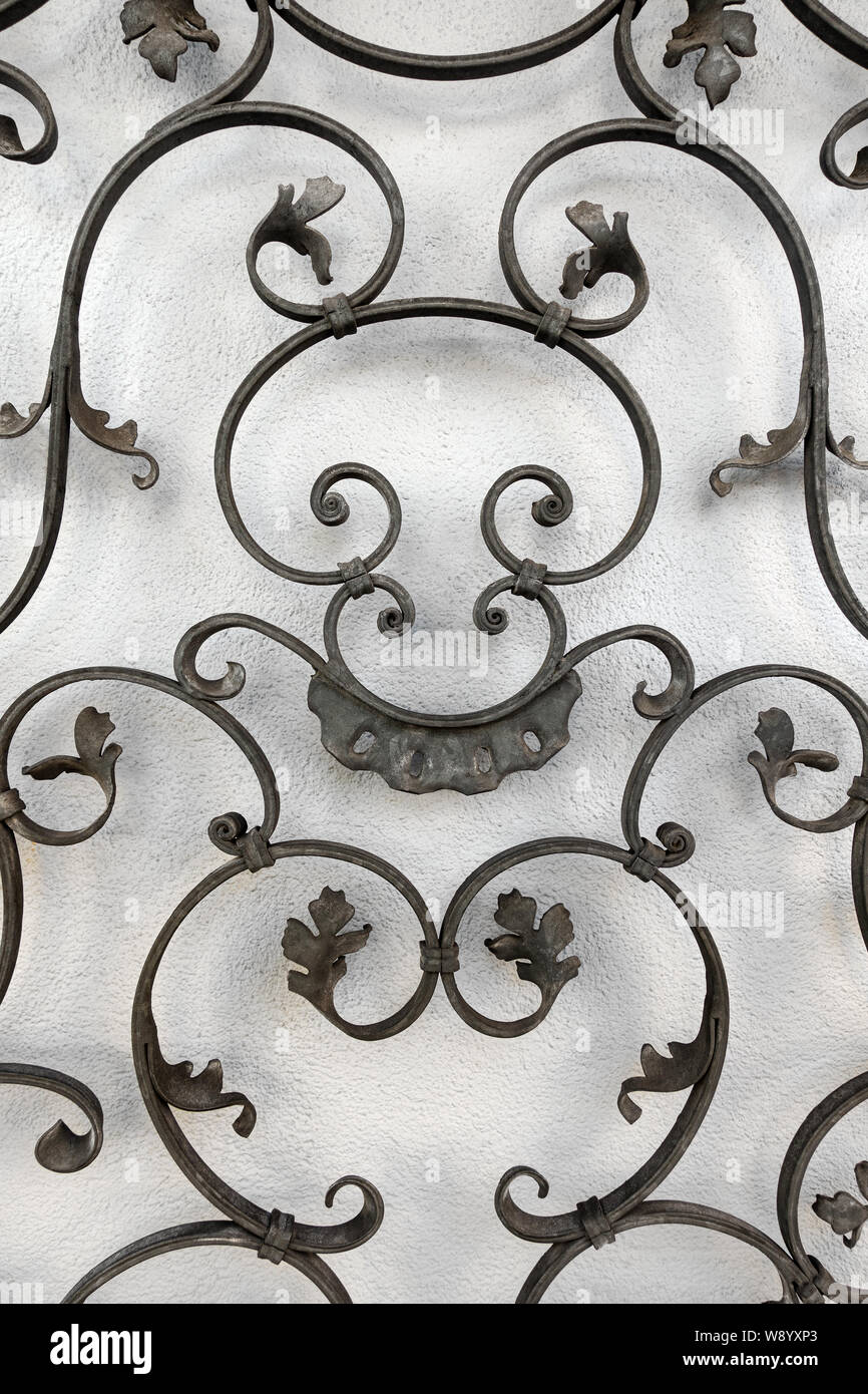 Artful grid made of wrought iron Stock Photo