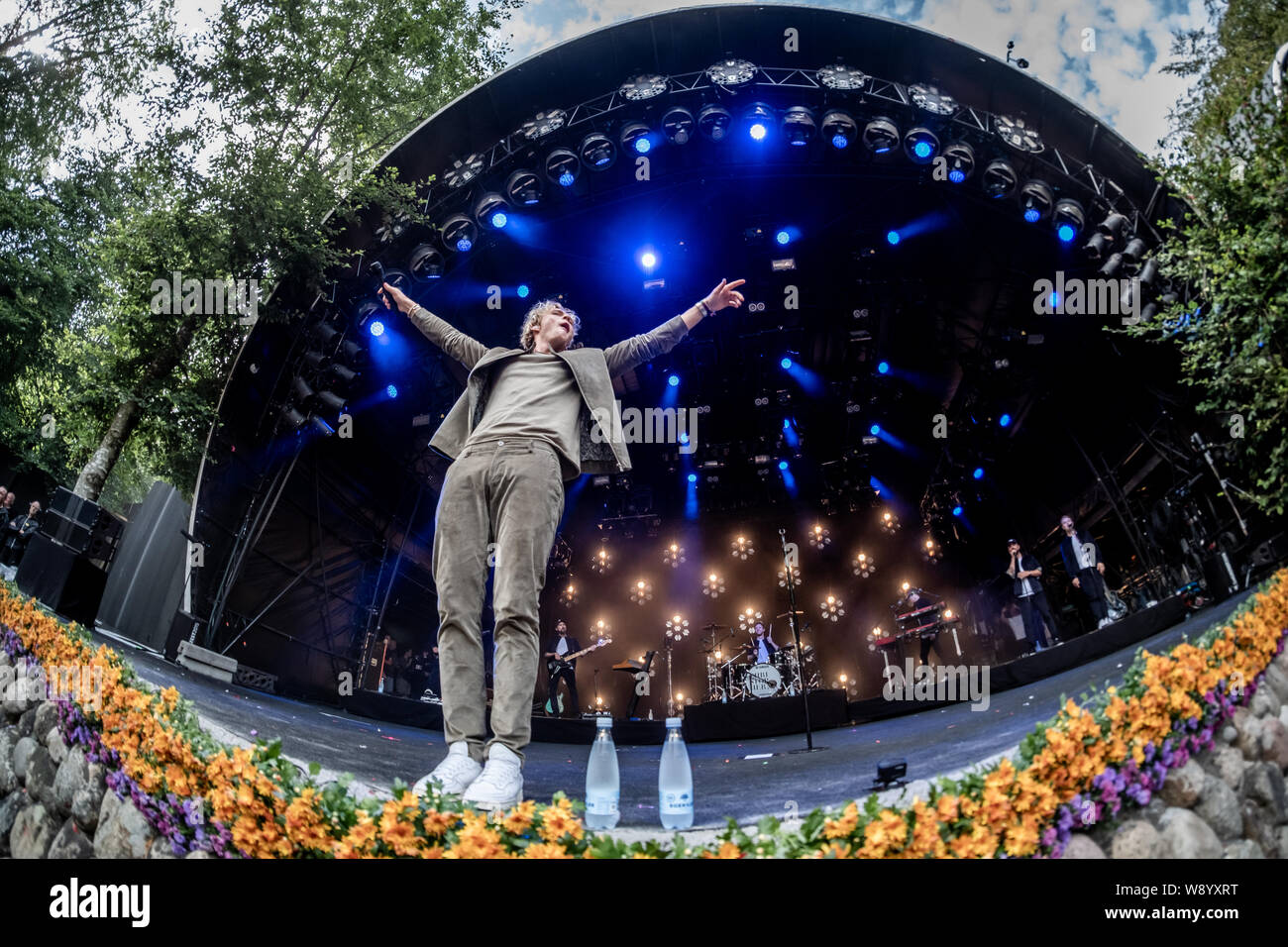 Skanderborg, Denmark. 10th, August 2019. The Danish pop singer and  songwriter Christopher performs a live concert