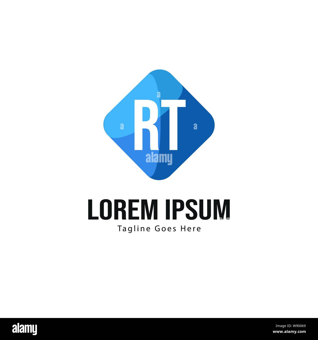 Initial RT logo template with modern frame. Minimalist RT letter logo vector illustration design Stock Vector