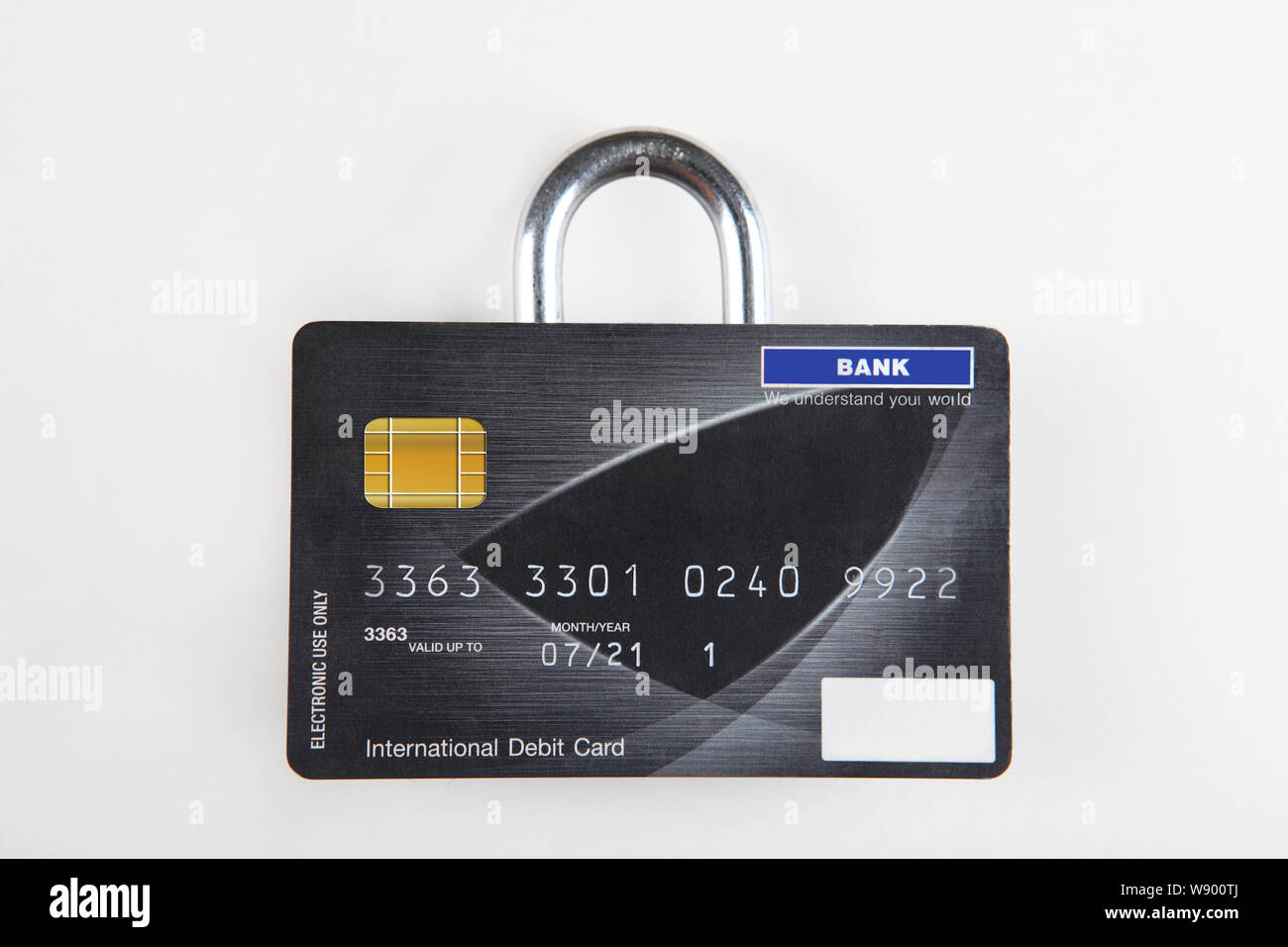 Credit card locked with padlock Stock Photo Alamy
