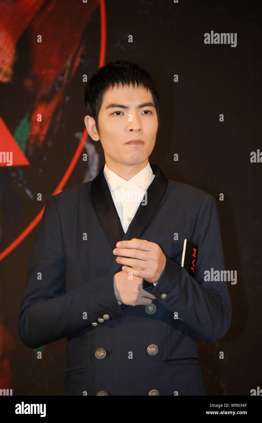 Taiwanese singer Jam Hsiao poses during a press conference for his