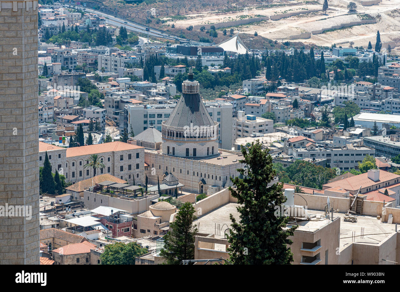 Top view of the Basilica of the Annunciation, Nazareth Stock Photo