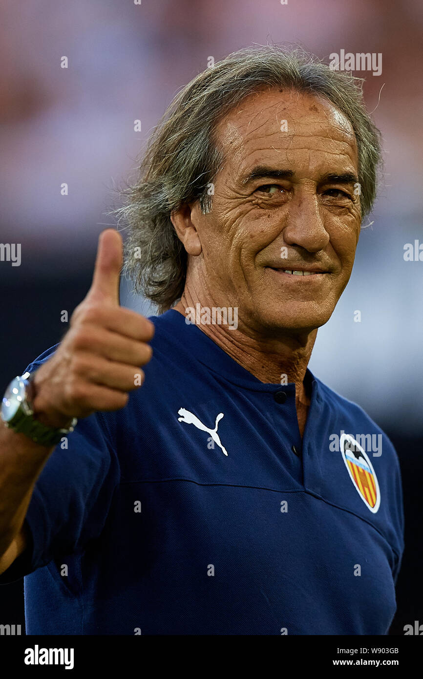 VALENCIA, SPAIN - AUGUST 10: Ricardo Arias former Valencia CF player reacts prior to the Bwin Trofeo Naranja friendly match between Valencia CF and FC Internazionale at Estadio Mestalla on August 10, 2019 in Valencia, Spain. (Photo by Get Ready Images/MB Media) Stock Photo