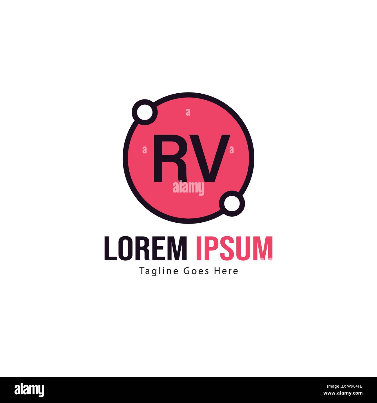 Initial RV logo template with modern frame. Minimalist RV letter logo ...