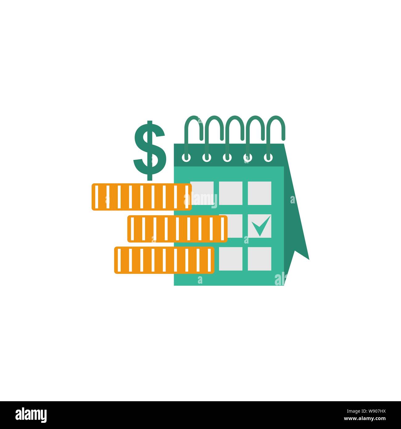 Calendar with payday calculator concept vector isolated illustration