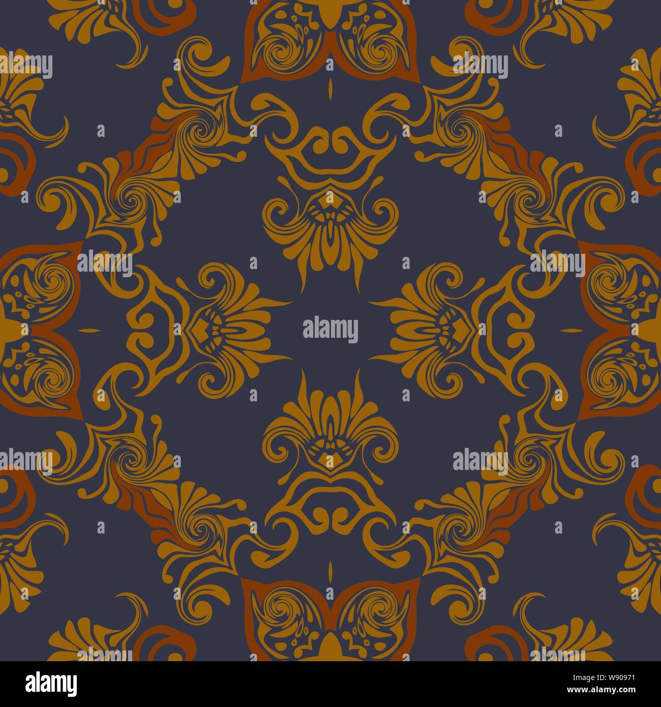 Vector vintage engraving with retro ornament pattern in antique rococo ...