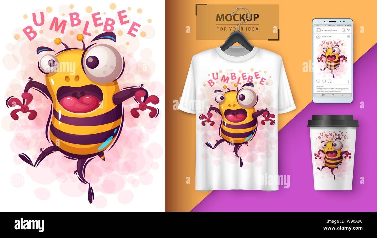 Cartoon crazy bead - mockup for your idea Stock Vector