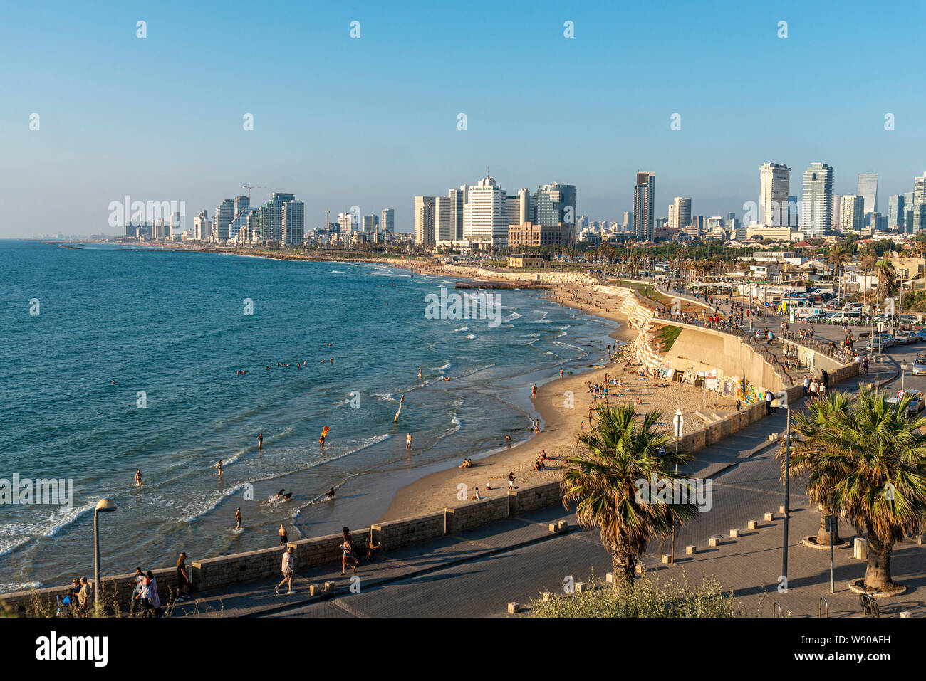 Panoramic view of the coastline of Tel Aviv, Israel Stock Photo