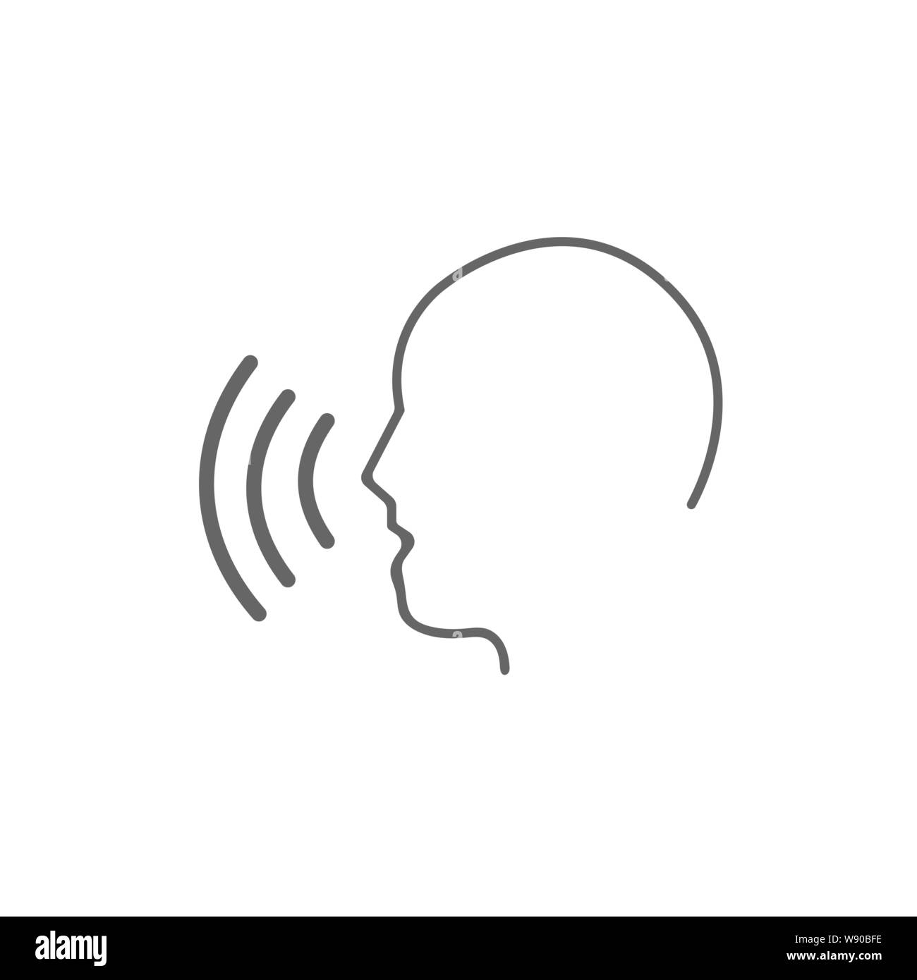 Voice control icon.and talking command, sound commander or speech dictator head, vector illustration - Vector Stock Vector