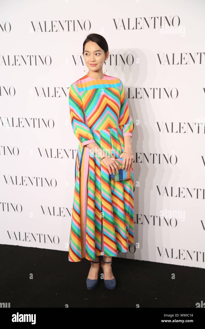 South Korean actress Shin Min-a poses as she arrives for the Valentino ...