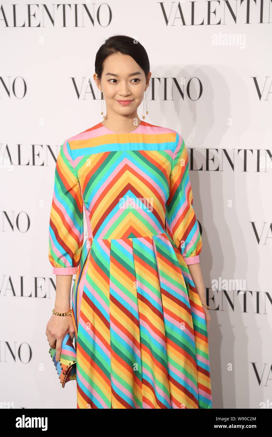 South Korean actress Shin Min-a poses as she arrives for the Valentino ...