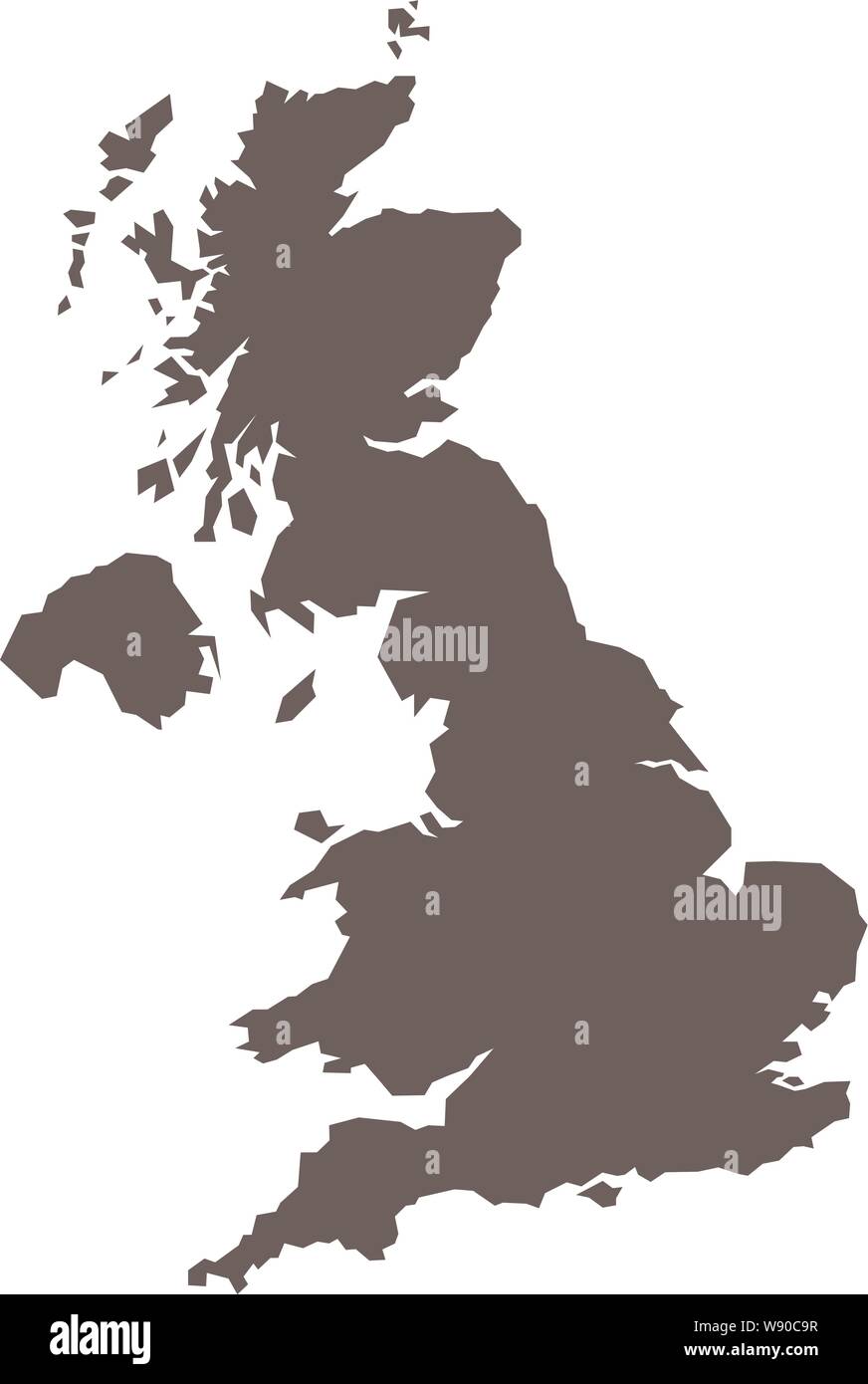 United Kingdom Black Blank Map Great Britain Map Isolated On