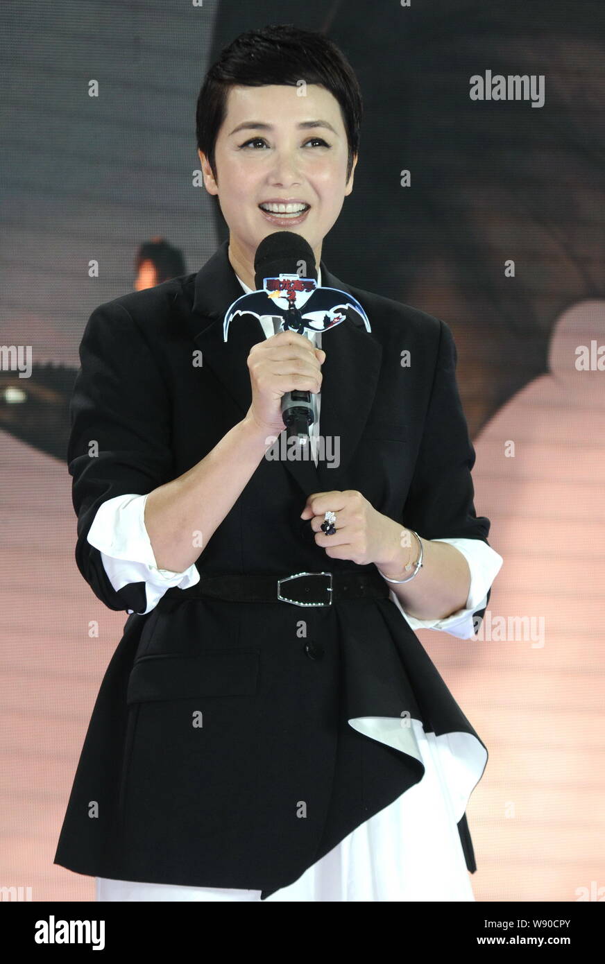 Chinese actress Jiang Wenli speaks during a press conference for the ...