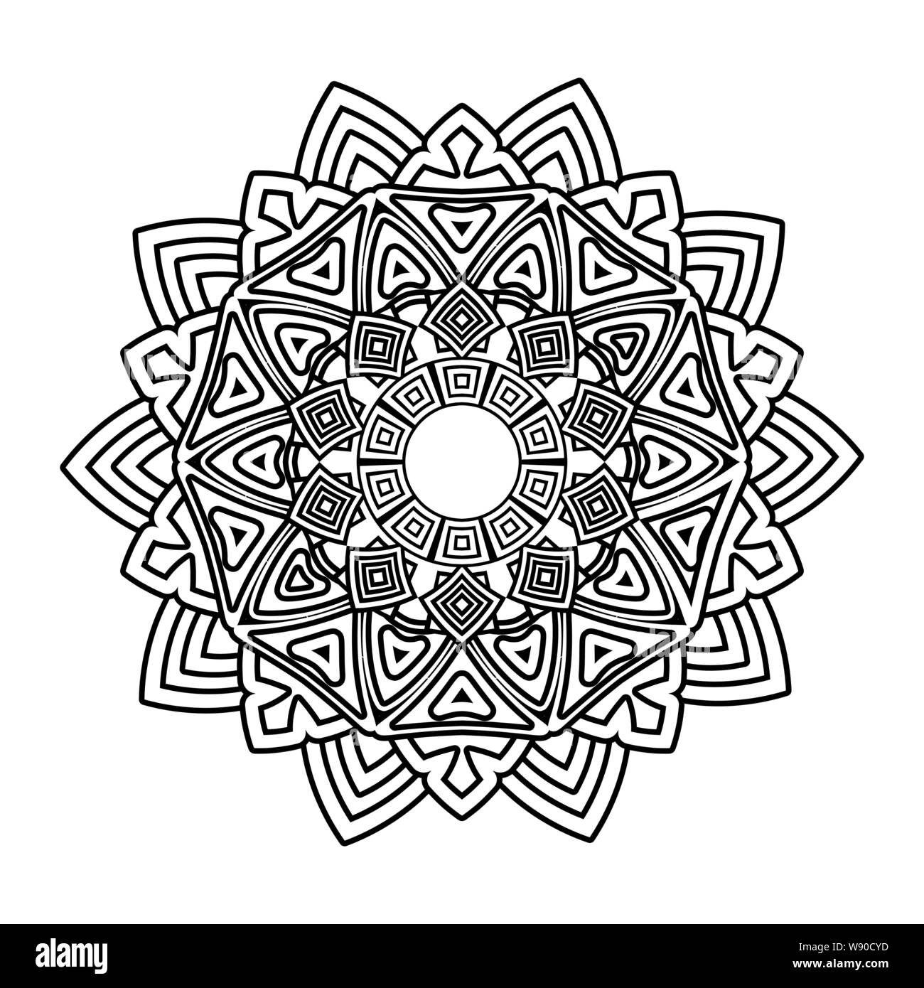 Flower Mandala Vector Illustration Adult Coloring Page Circular Abstract Floral Oriental Pattern Vintage Decorative Elements Isolated On White Background Stock Vector Art Illustration Vector Image 263697601 Alamy